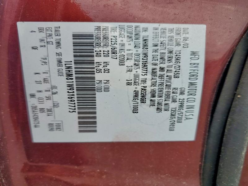 2003 LINCOLN TOWN CAR E #3302756353