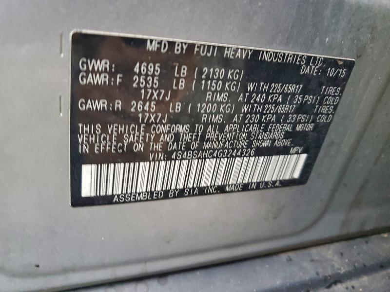 2016 SUBARU OUTBACK 2. #3296308488