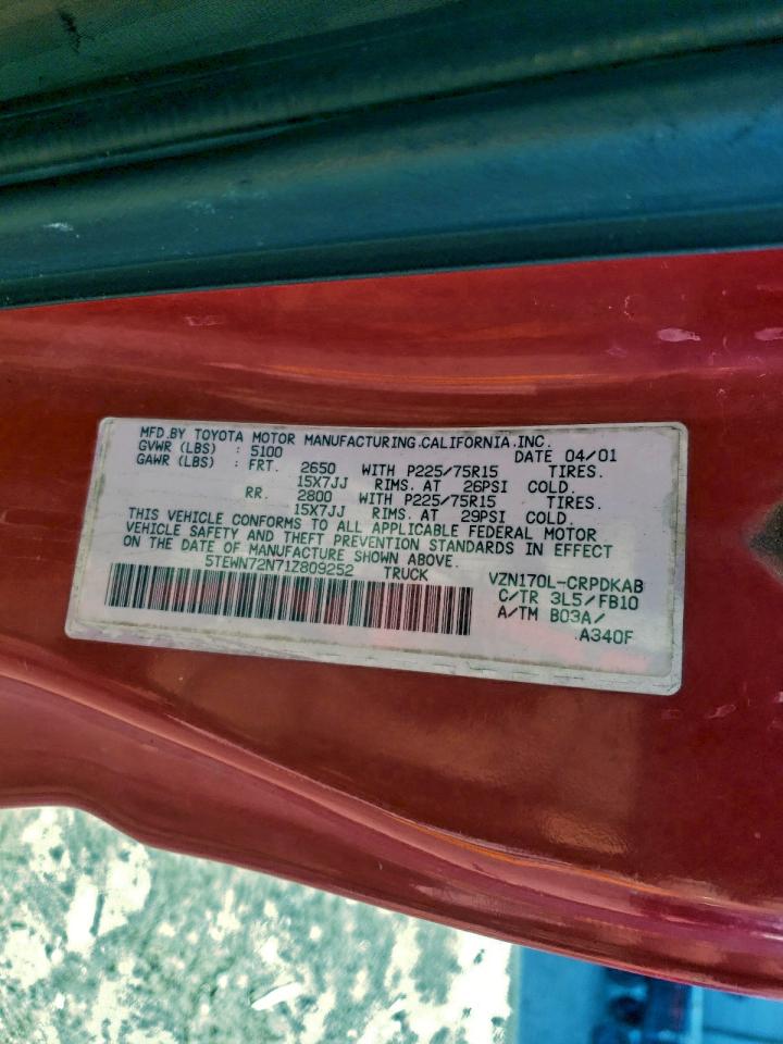 Lot #3297163549 2001 TOYOTA TACOMA XTR