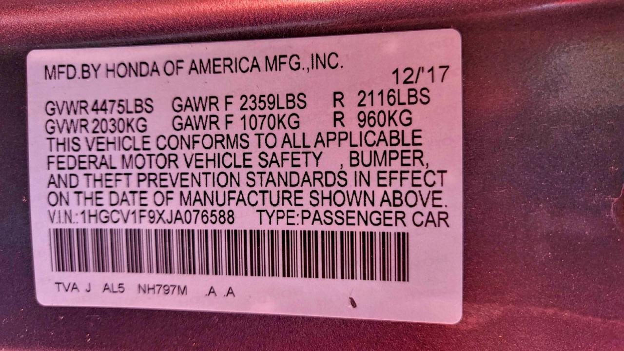 Lot #3297068487 2018 HONDA ACCORD TOU