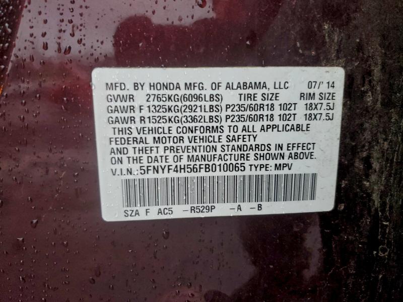 2015 HONDA PILOT EXL #3305607729