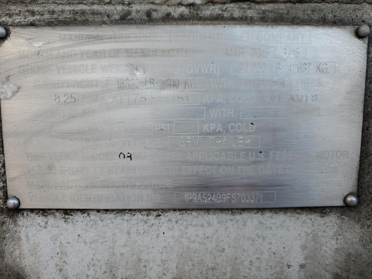 Lot #3297319385 2015 PAUL UNKNOWN