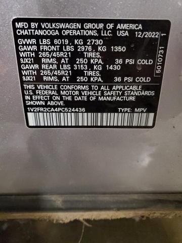 2023 VOLKSWAGEN ATLAS SEL 1V2FR2CA4PC524436