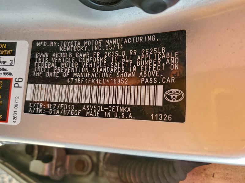 2014 TOYOTA CAMRY L #3296984857