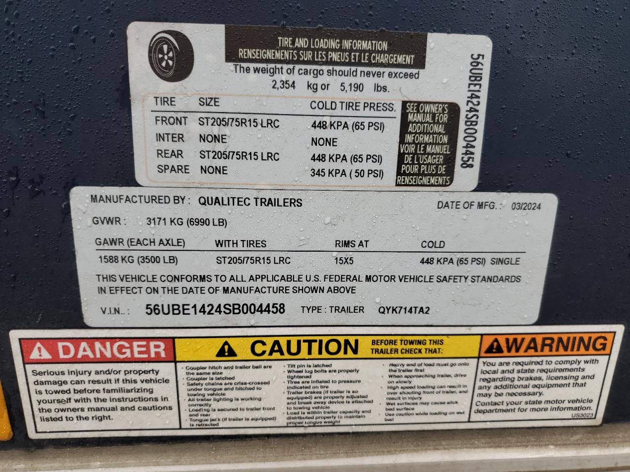 Lot #3291424151 2025 QUALITEC UNKNOWN