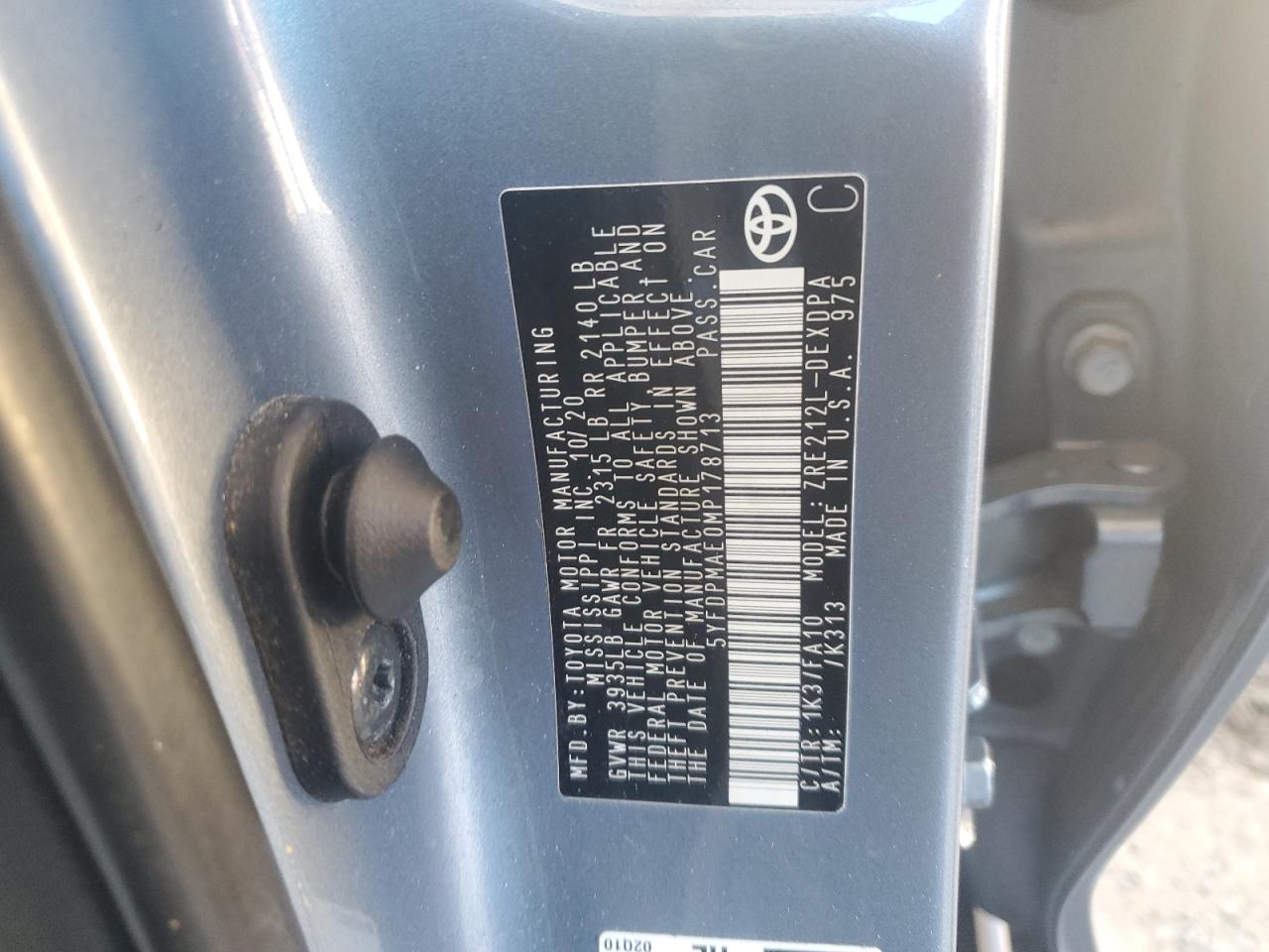 Lot #3317945905 2021 TOYOTA COROLLA L