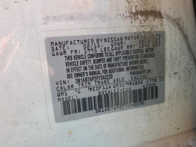 2015 NISSAN SENTRA S #3318947923