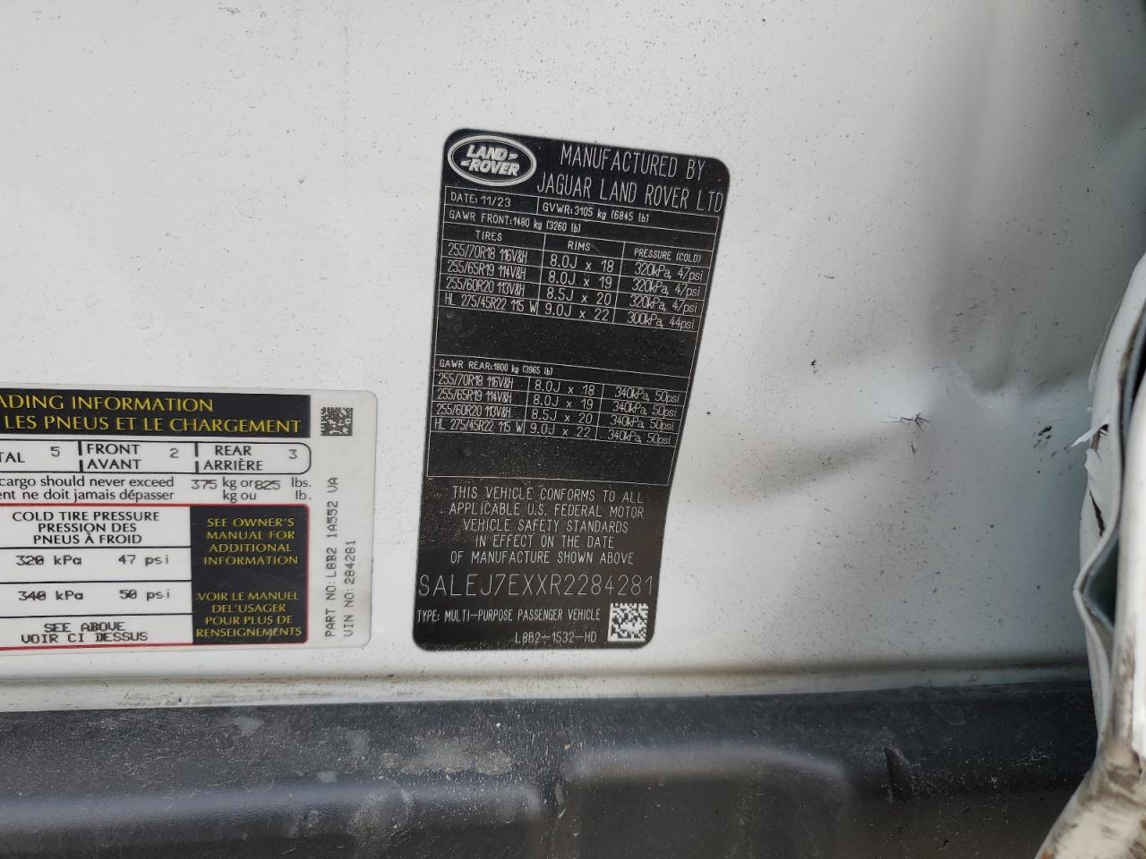 Lot #3312629173 2024 LAND ROVER DEFENDER 1