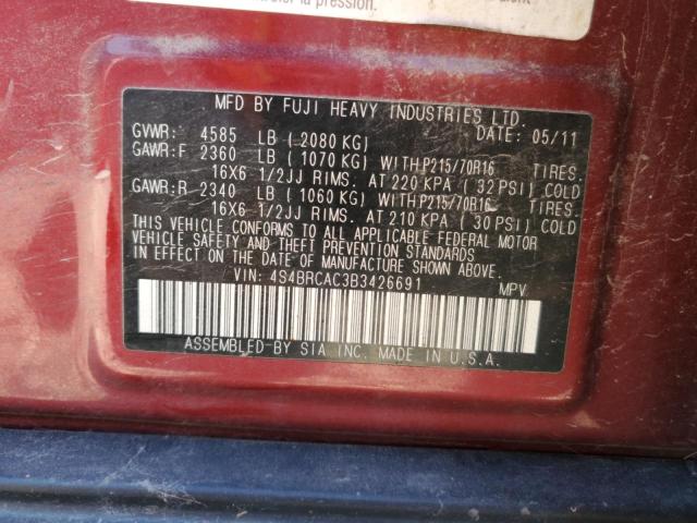 2011 SUBARU OUTBACK 2. #3290305255