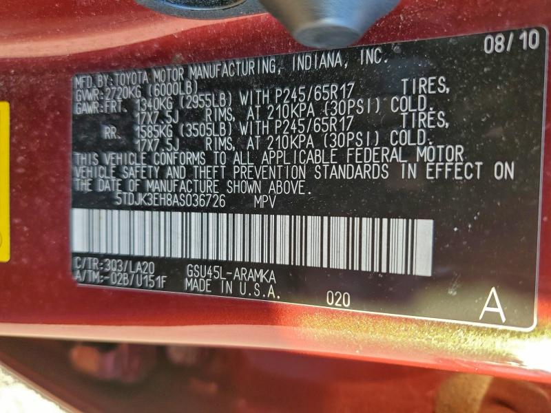 2010 TOYOTA HIGHLANDER #3305463069