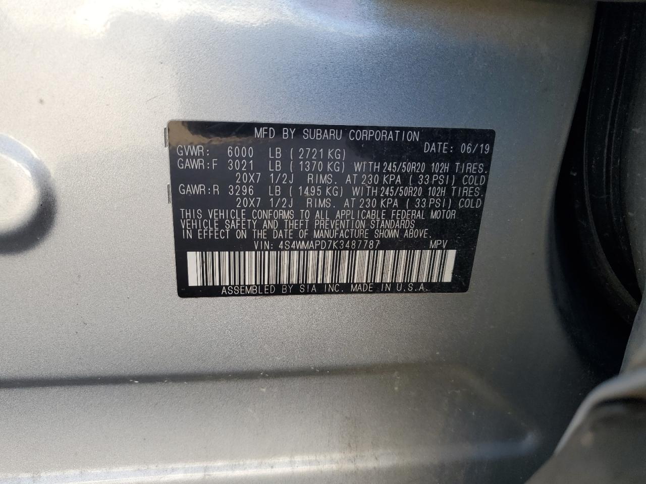 SUBARU ASCENT LIMITED