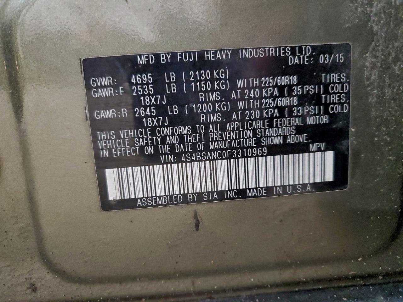 SUBARU OUTBACK 2.5I LIMITED