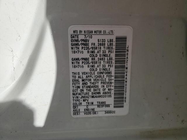 2010 NISSAN MURANO S - JN8AZ1MU4AW020185