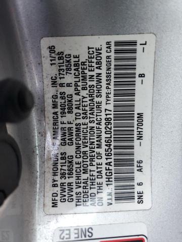 2006 HONDA CIVIC LX #3305655747