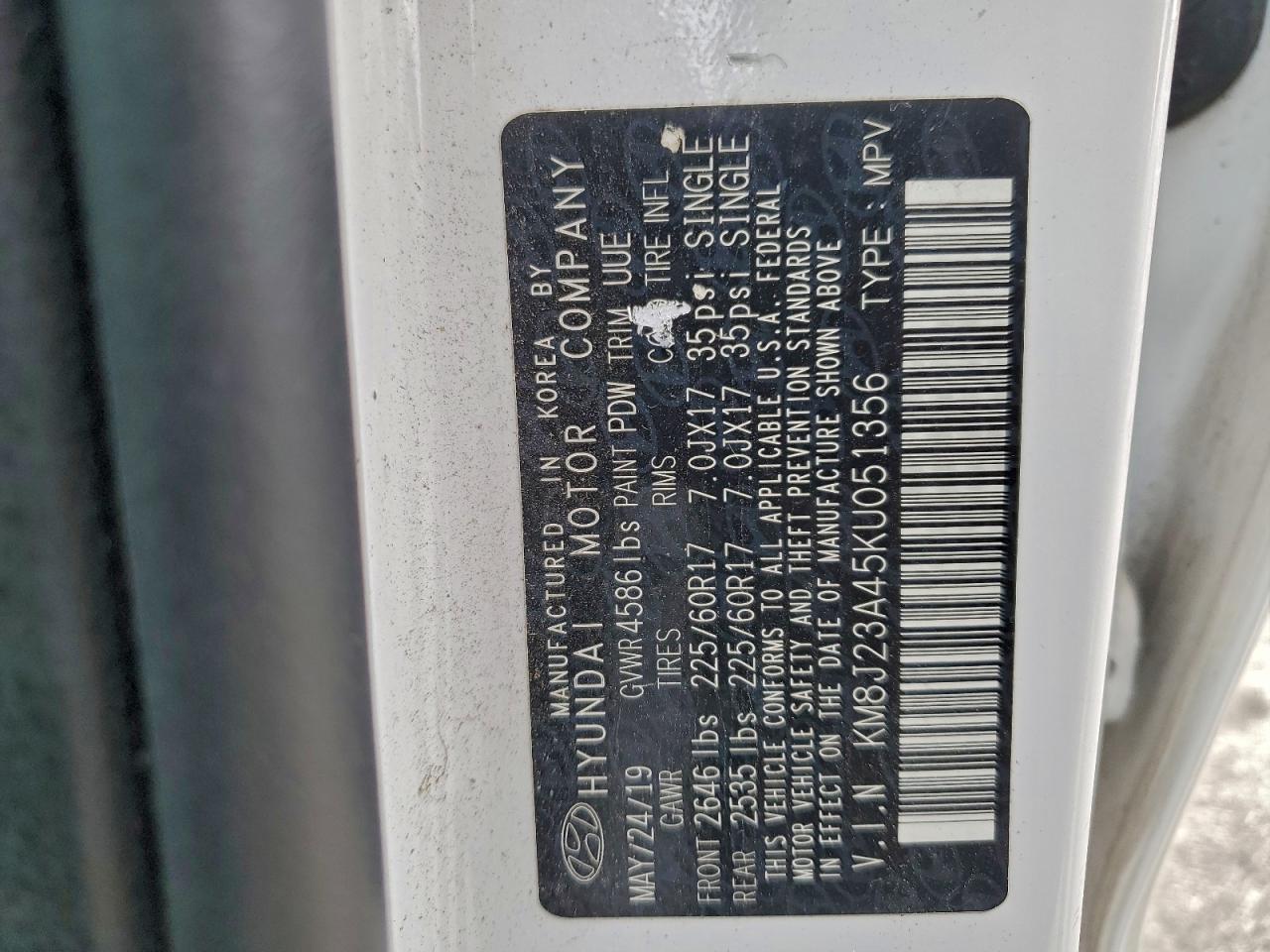 Lot #3310314954 2019 HYUNDAI TUCSON SE