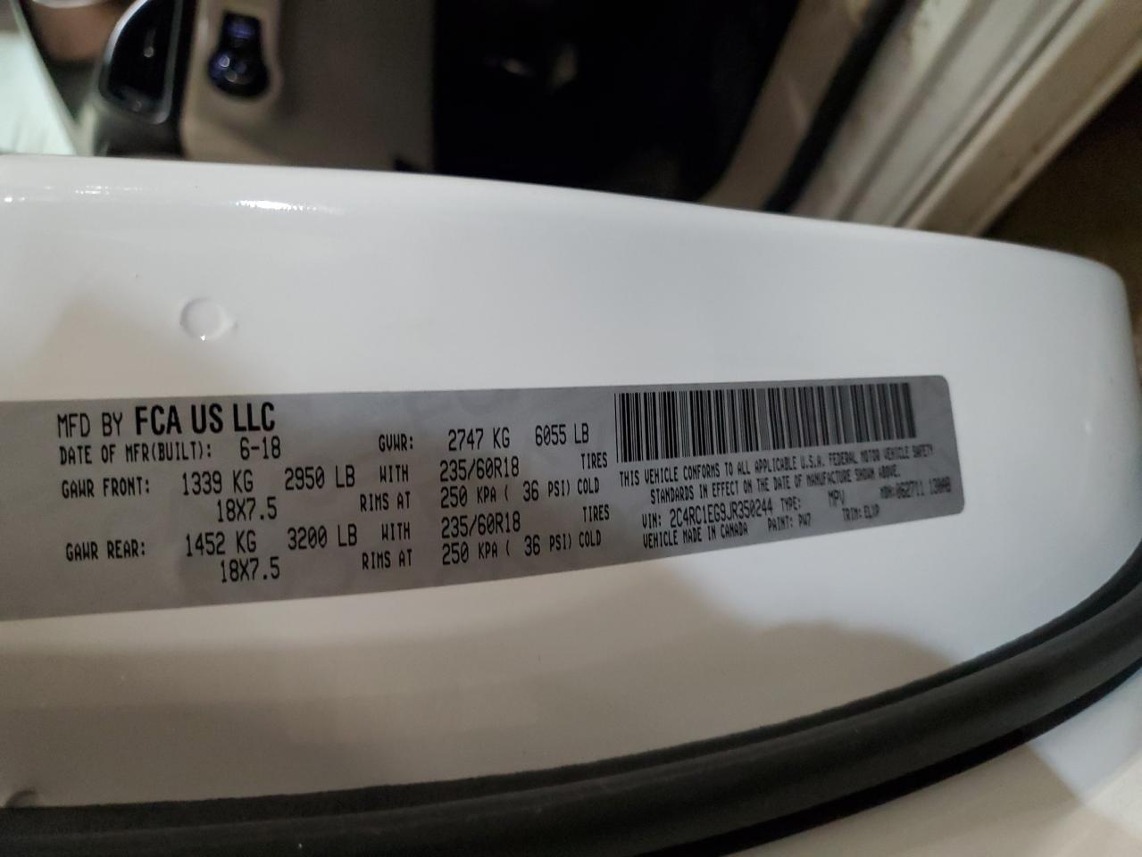 Lot #3317724078 2018 CHRYSLER PACIFICA T