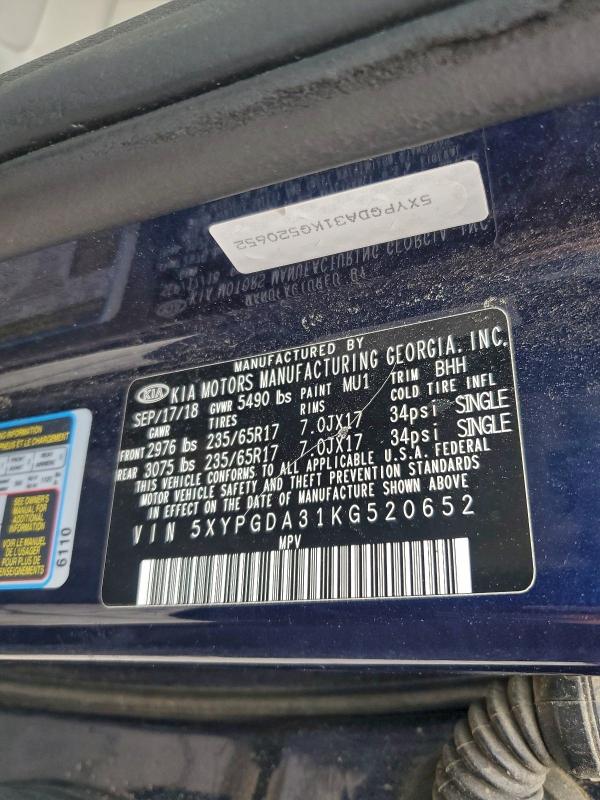 2019 KIA SORENTO L #3308376304