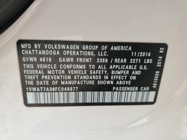 2015 VOLKSWAGEN PASSAT S #3287329987
