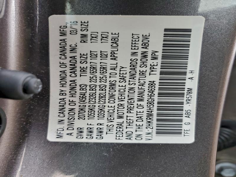 2016 HONDA CR-V EX #3296290484