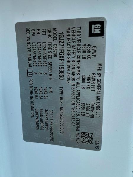 2015 GMC SAVANA G35 #3297893813