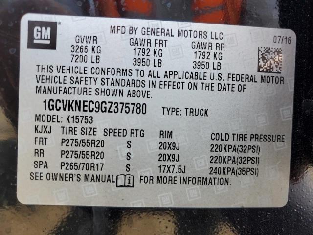 2016 CHEVROLET SILVERADO 1GCVKNEC9GZ375780