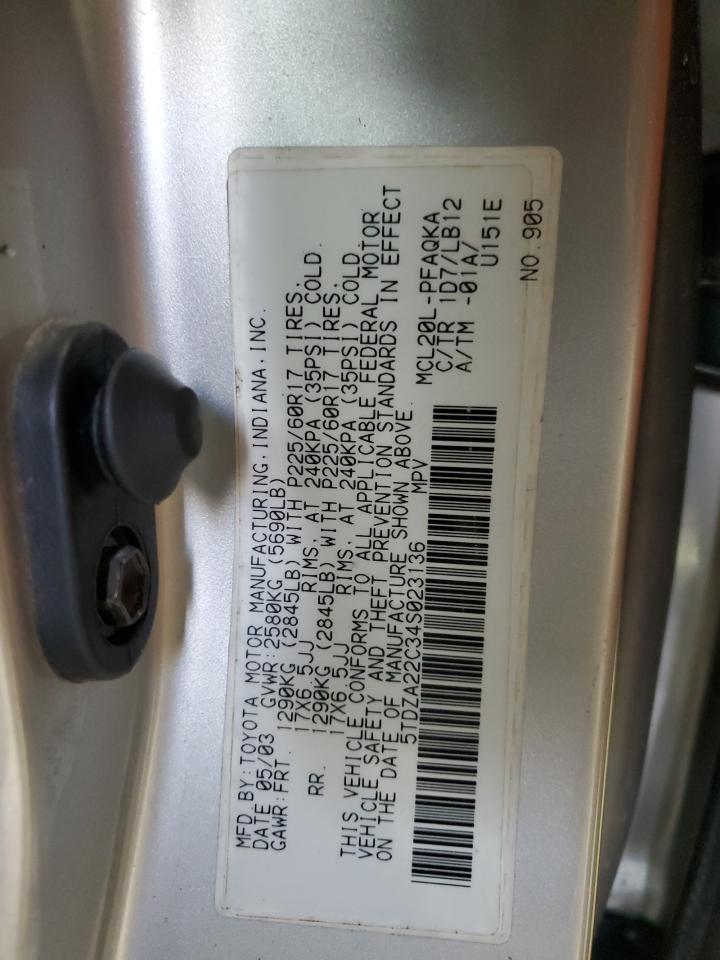 Lot #3301962425 2004 TOYOTA SIENNA XLE