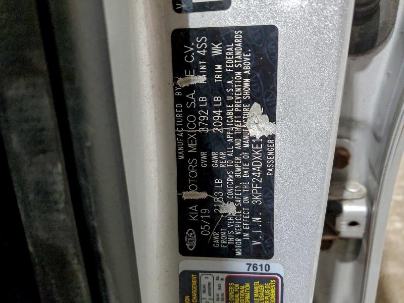 2019 KIA FORTE FE #3304523512