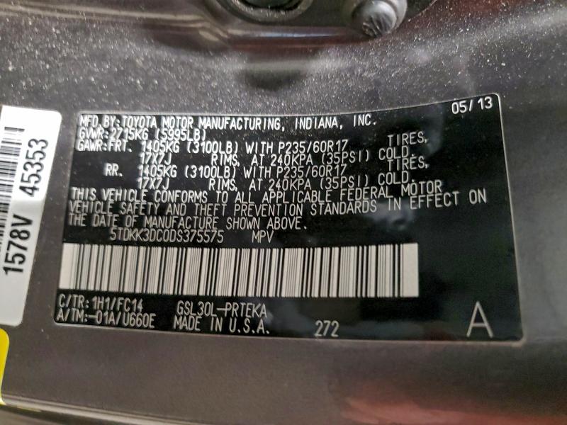 2013 TOYOTA SIENNA LE #3298140182