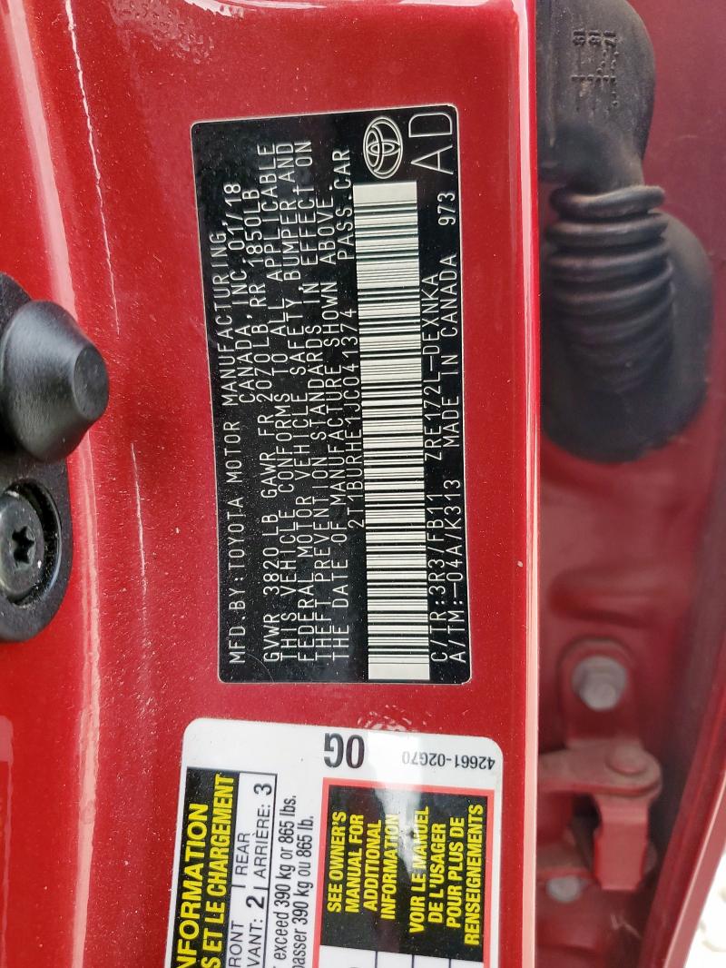 2018 TOYOTA COROLLA L #3298162253