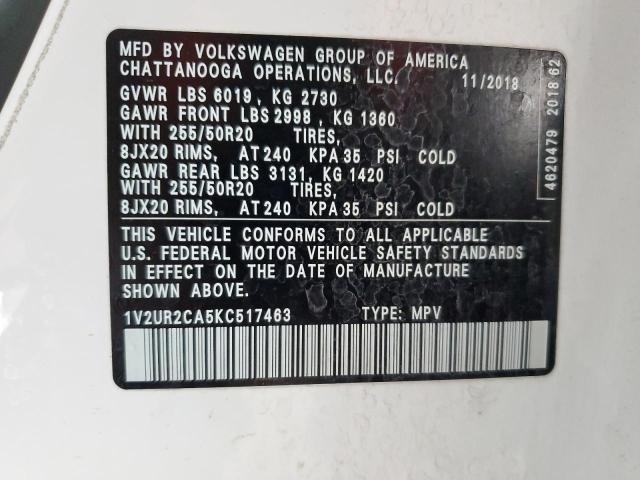 2019 VOLKSWAGEN ATLAS SE #3316915066