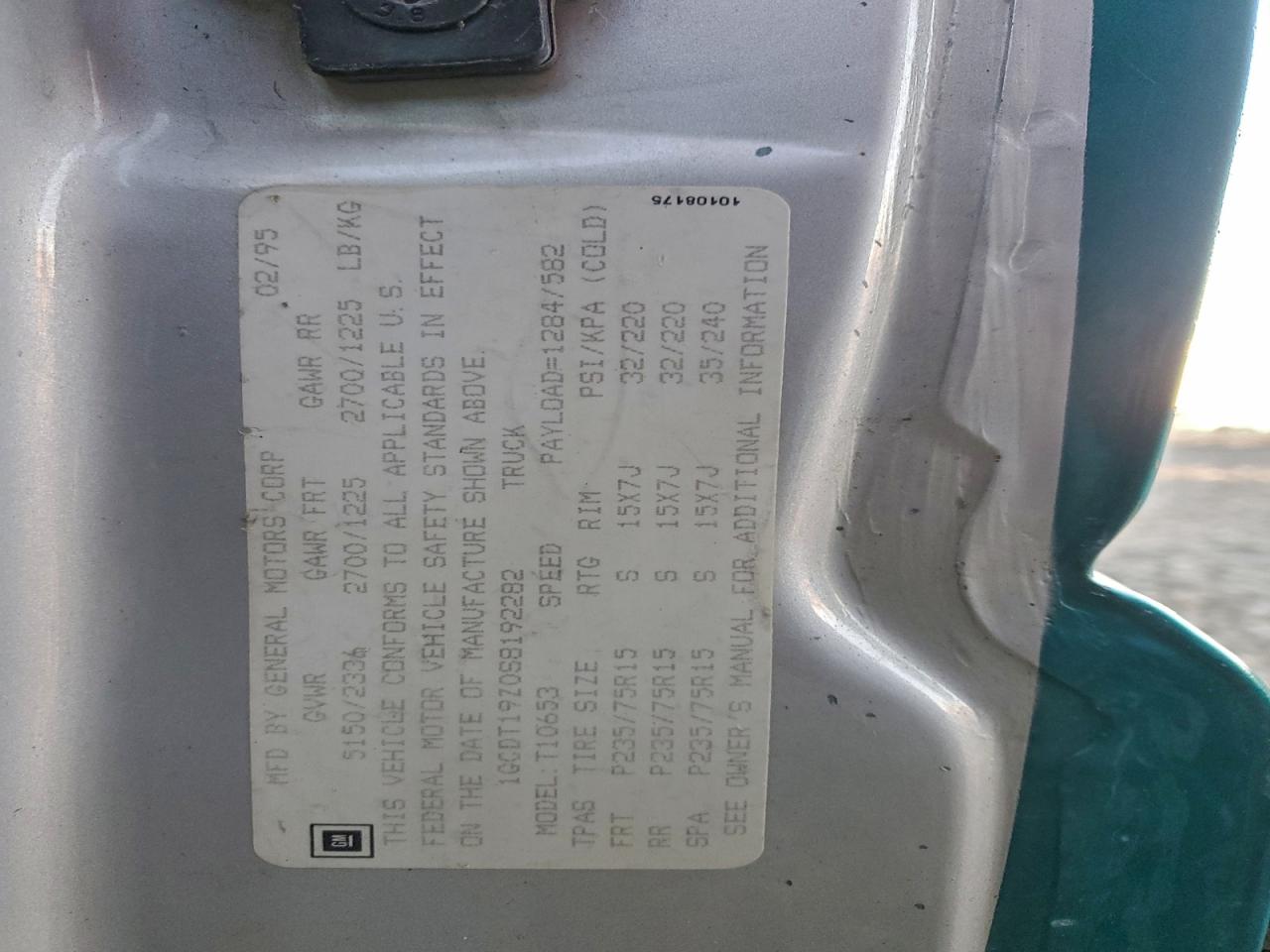 Lot #3296957856 1995 CHEVROLET S TRUCK S1