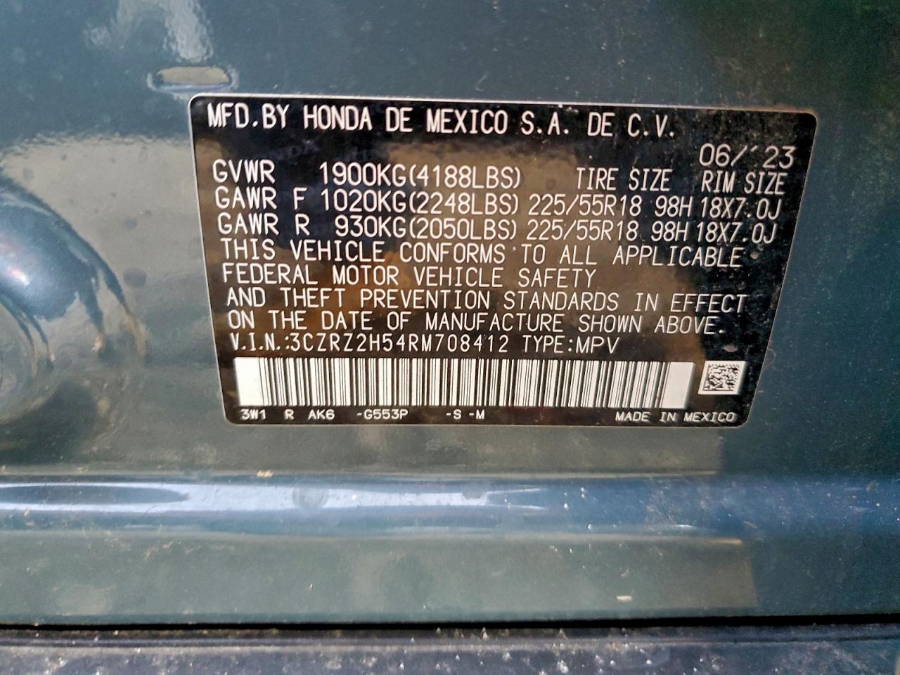 Lot #3302868931 2024 HONDA HR-V SPORT