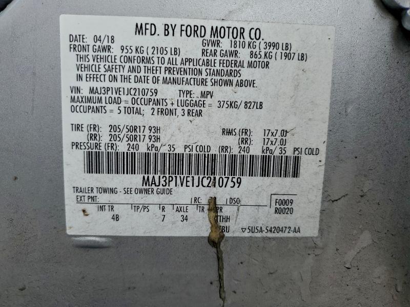 2018 FORD ECOSPORT T #3302912082