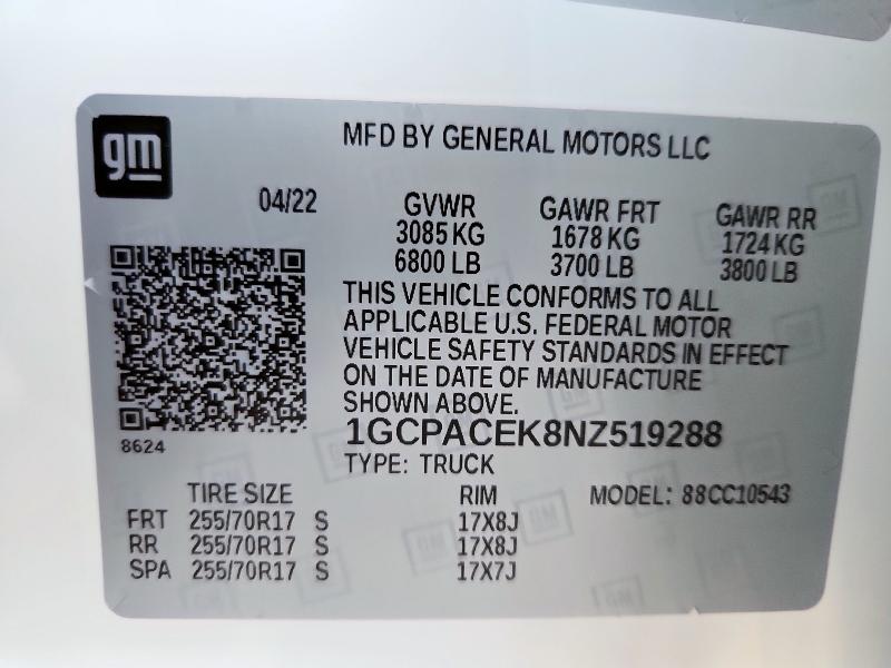 2022 CHEVROLET SILVERADO #3292446679