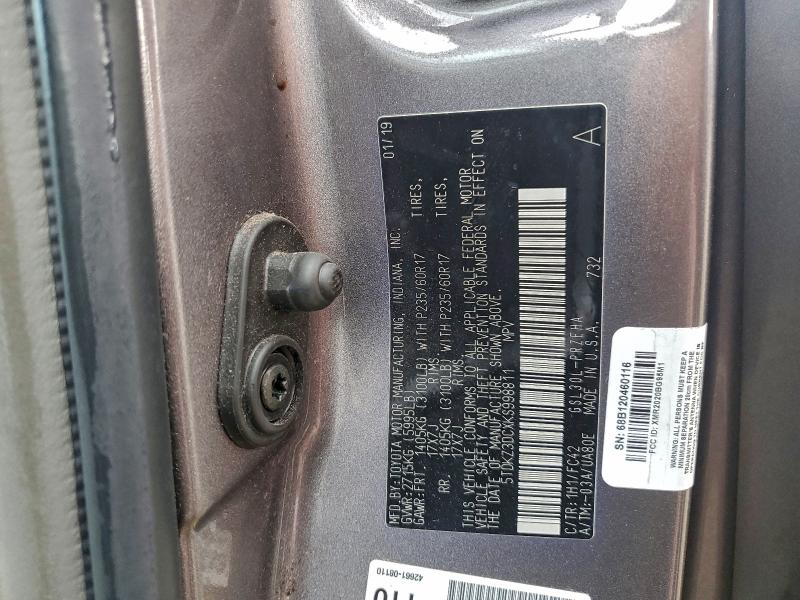 2019 TOYOTA SIENNA LE #3294429531