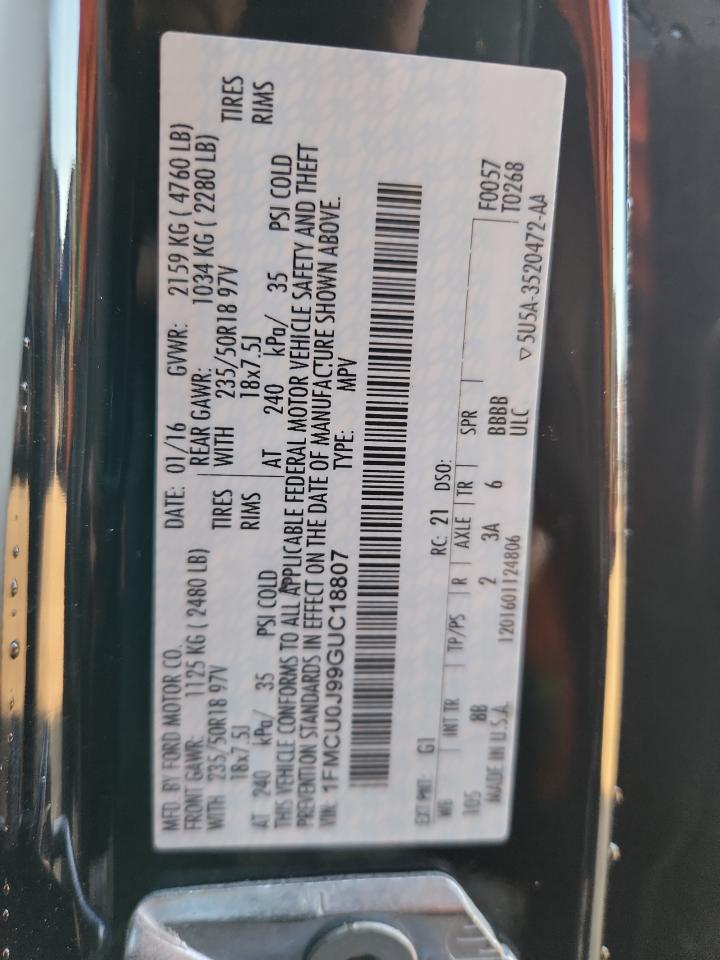 Lot #3291364153 2016 FORD ESCAPE TIT