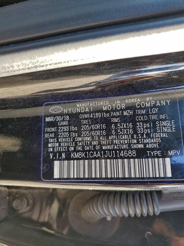 2018 HYUNDAI KONA SE #3301893479