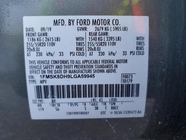 2020 FORD EXPLORER X - 1FMSK8DH9LGA59945