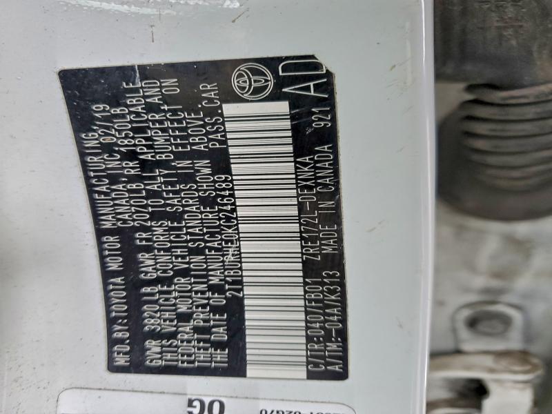 2019 TOYOTA COROLLA L #3303727464