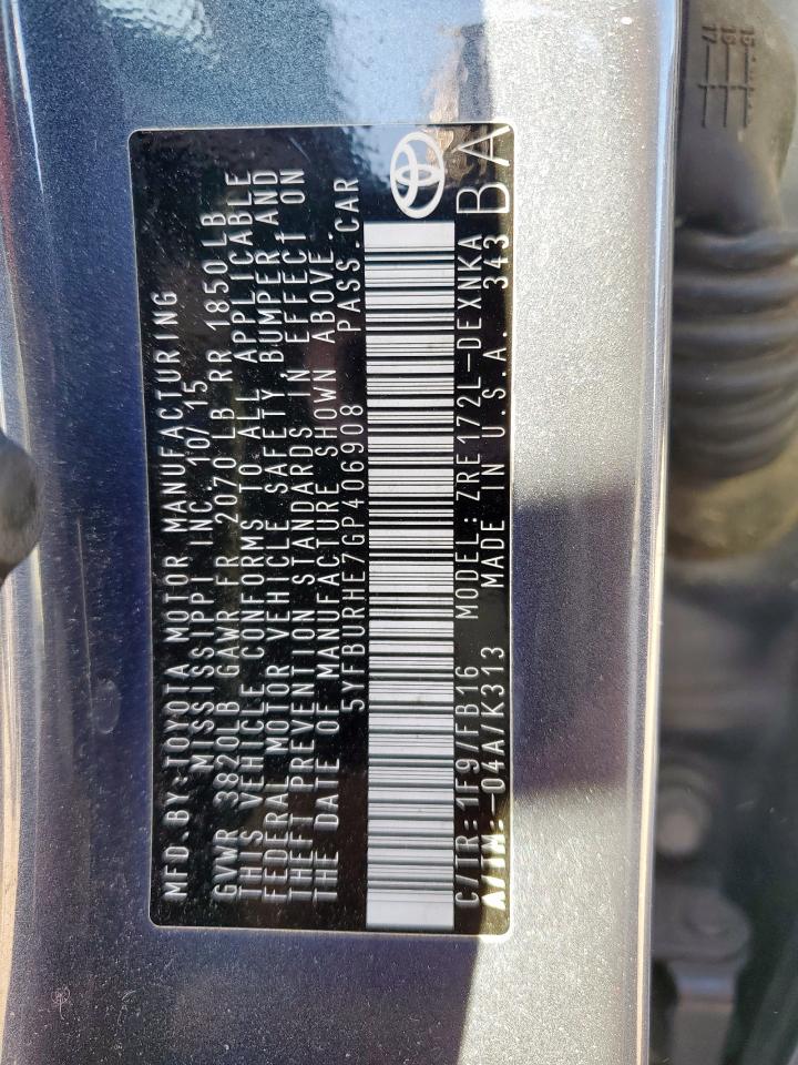 Lot #3318021371 2016 TOYOTA COROLLA L