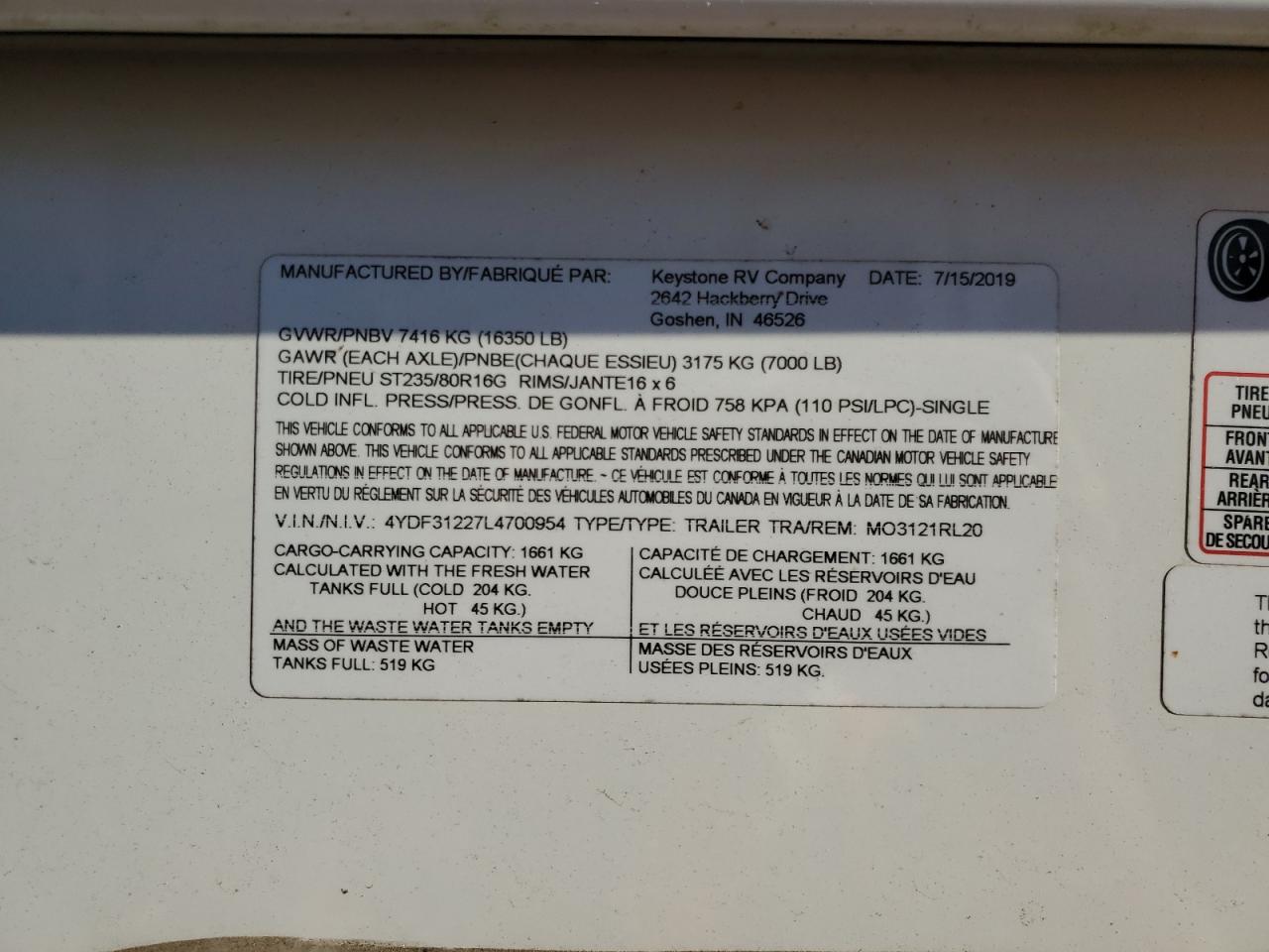 Lot #3280397288 2020 KEYSTONE MONTANA