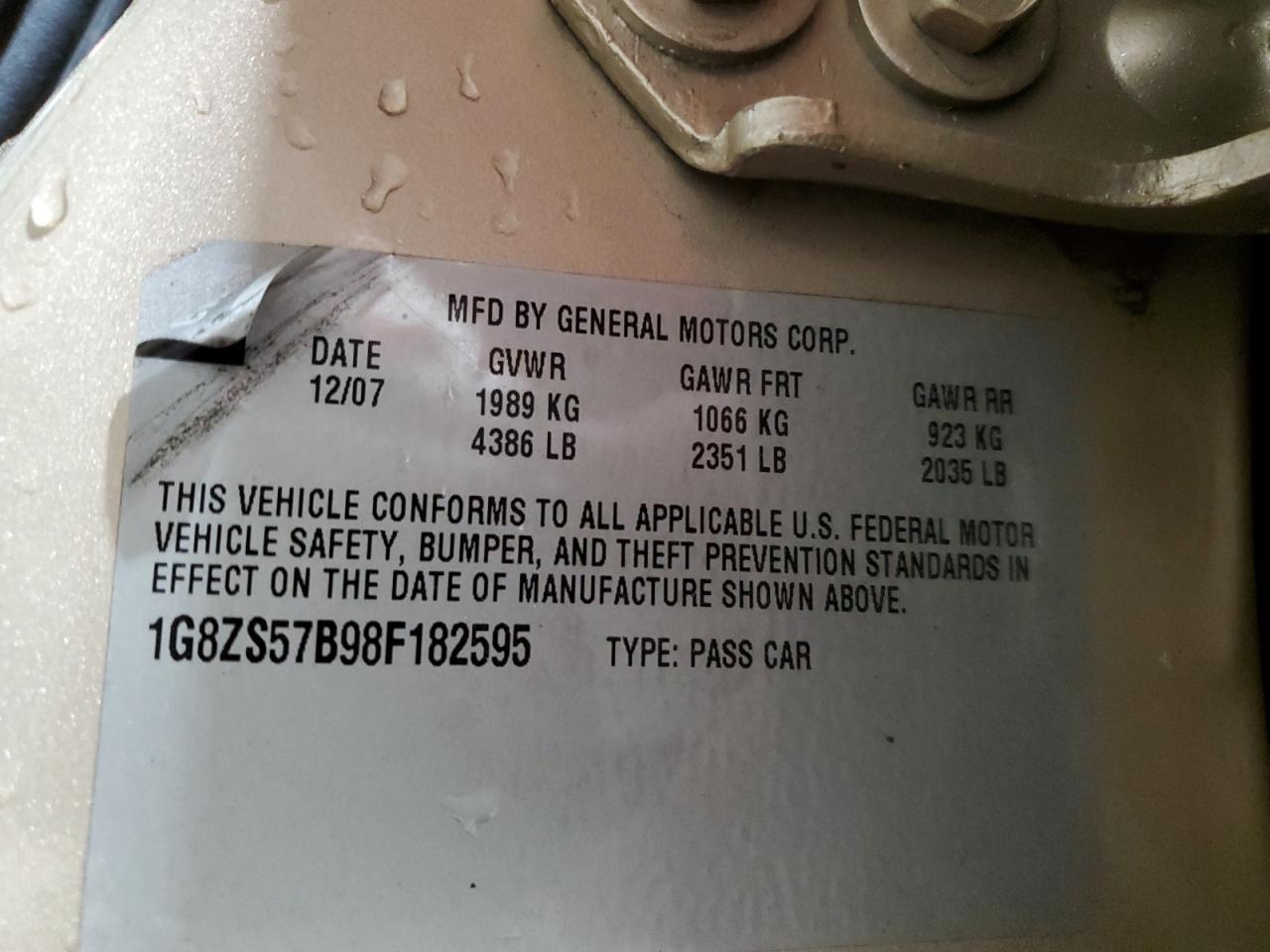 Lot #3302715004 2008 SATURN AURA XE