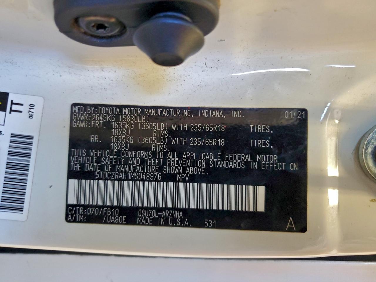 Lot #3318913916 2021 TOYOTA HIGHLANDER