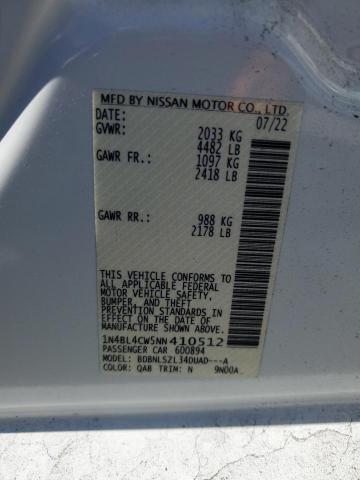 2022 NISSAN ALTIMA SR #3302883912