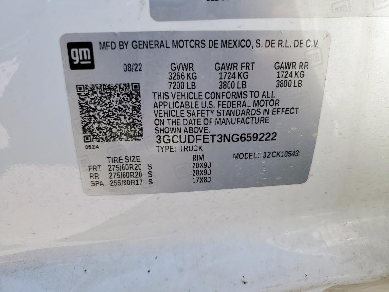 2022 CHEVROLET SILVERADO - 3GCUDFET3NG659222