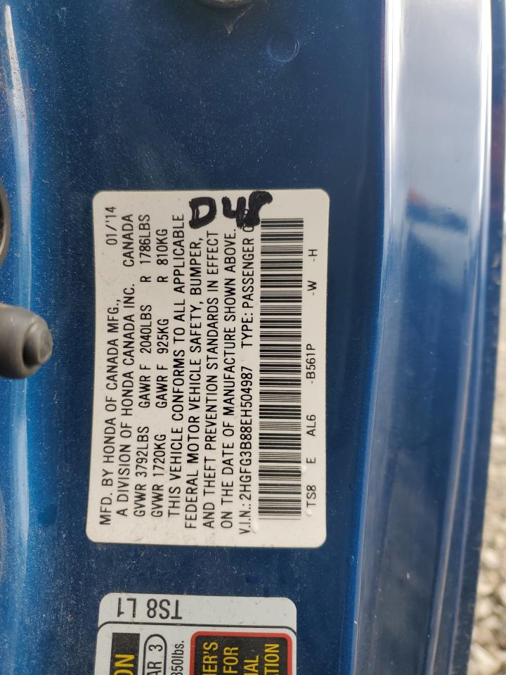 Lot #3304110491 2020 HONDA CIVIC EX