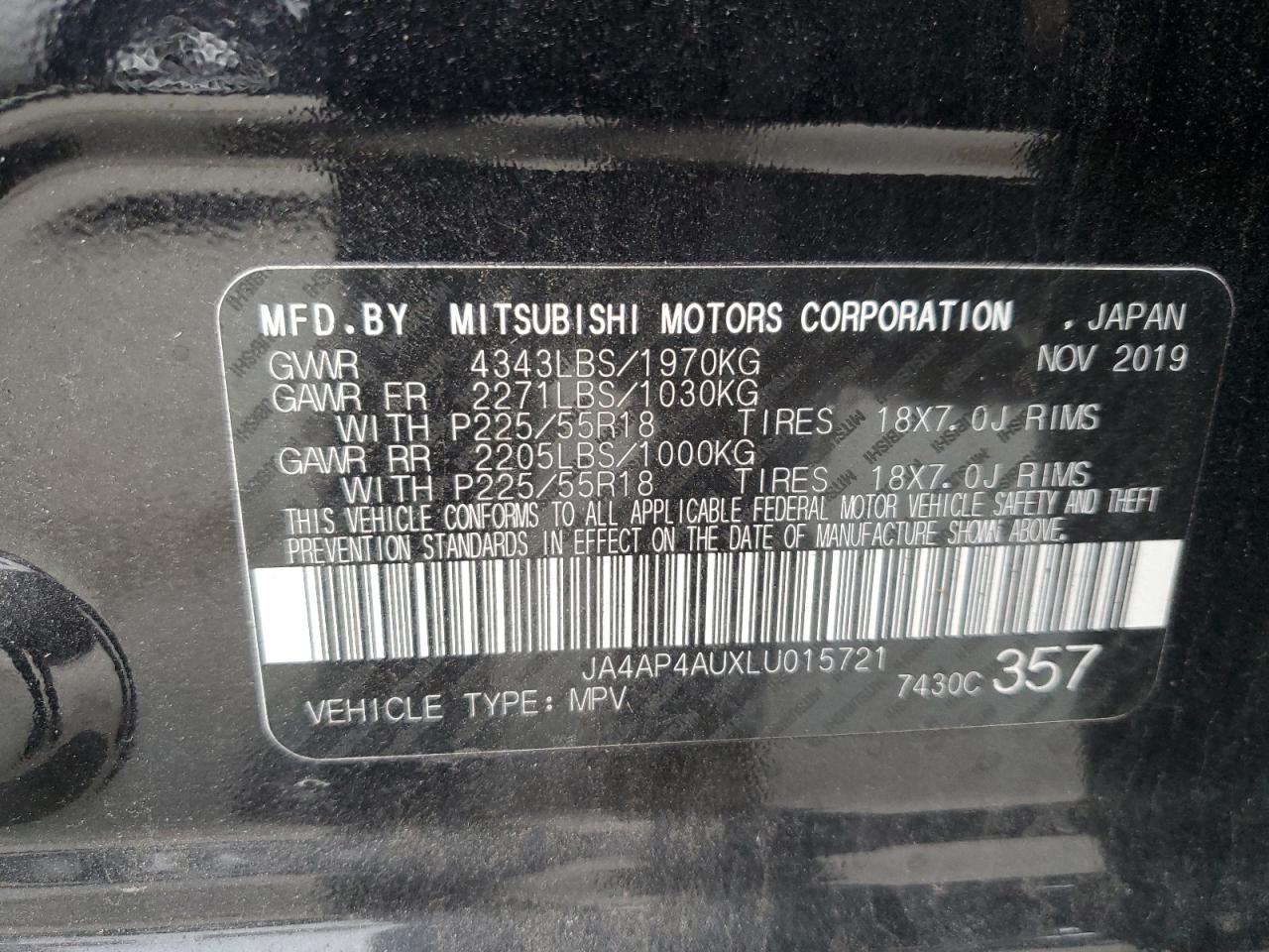 Lot #3311621266 2020 MITSUBISHI OUTLANDER
