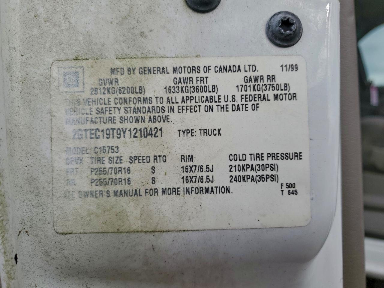 Lot #3297171875 2000 GMC NEW SIERRA