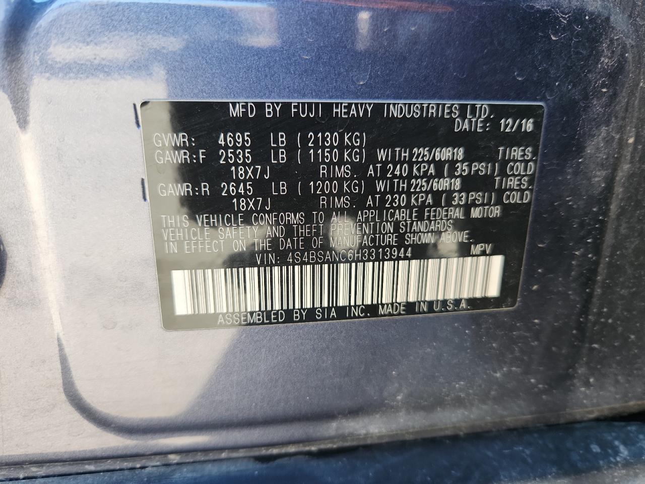 SUBARU OUTBACK 2.5I LIMITED