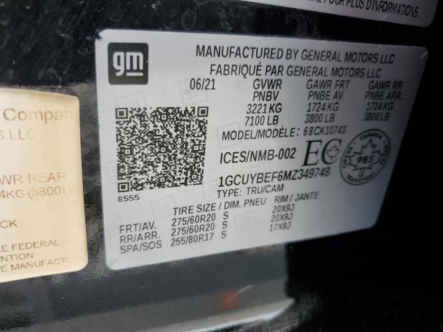 2021 CHEVROLET SILVERADO - 1GCUYBEF6MZ349748